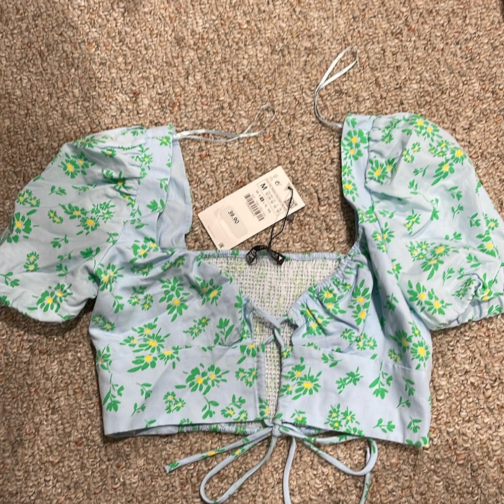 Zara Puff Sleeve Crop Top